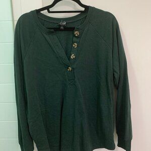 Torrid Black Henley Long Sleeve Sweatshirt Top, Size 0